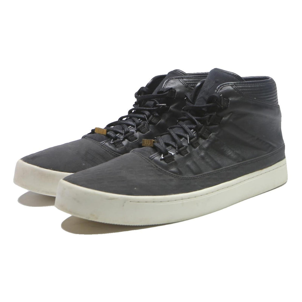 AIR JORDAN Mens Black Leather High Top Trainers UK 11 Casual Wear Premium