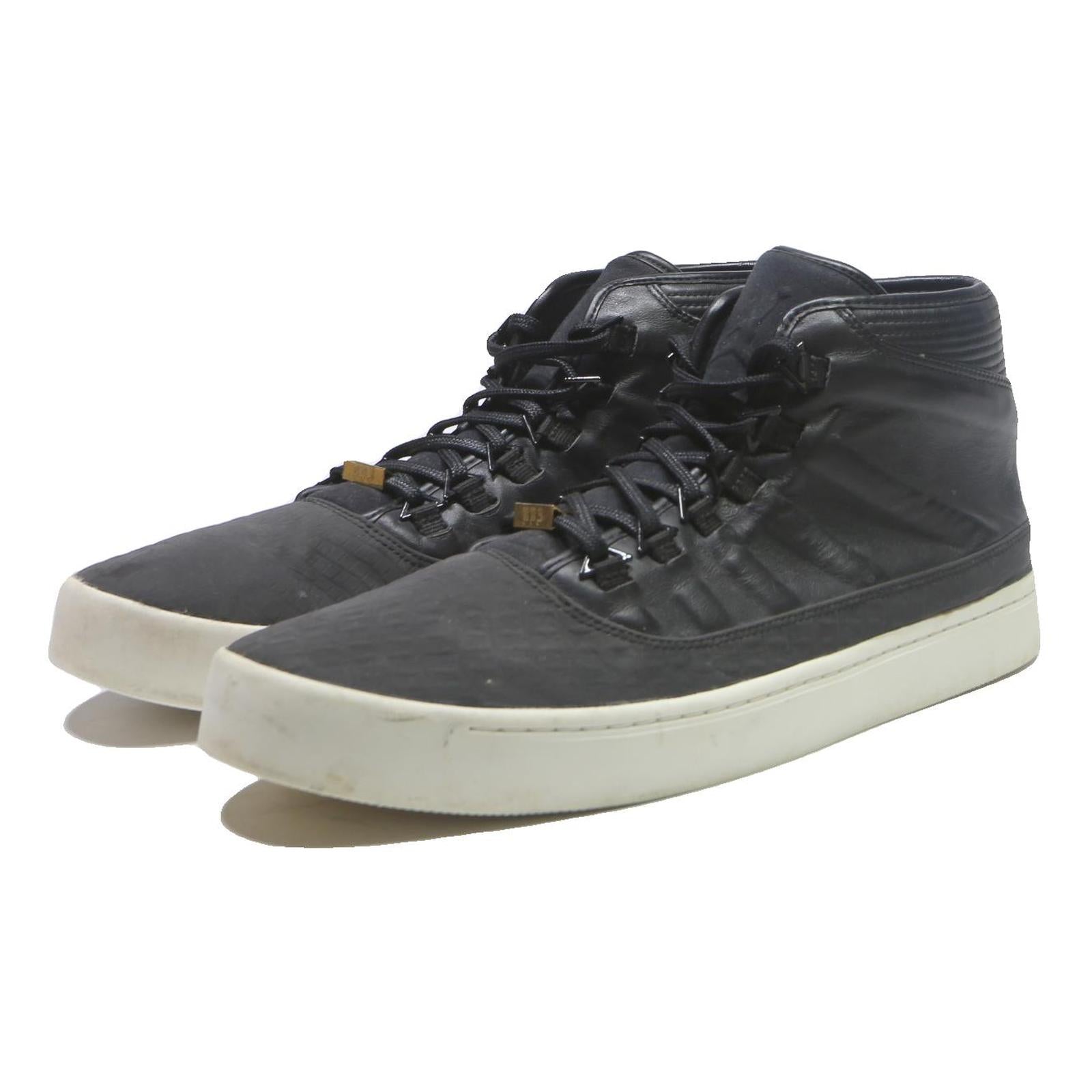 AIR JORDAN Mens Black Leather High Top Trainers UK 11 Casual Wear Premium