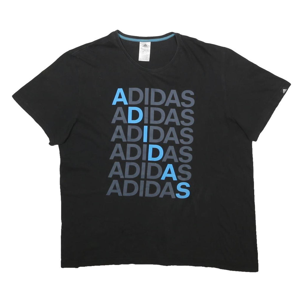 ADIDAS Mens Black Graphic T-Shirt XL Short Sleeve Crew Neck Cotton Blend