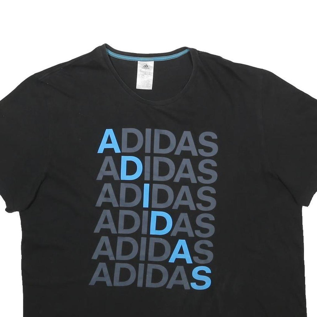 ADIDAS Mens Black Graphic T-Shirt XL Short Sleeve Crew Neck Cotton Blend