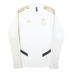 ADIDAS Mens White & Gold Football Shirt S Long Sleeve Crew Neck Real Madrid