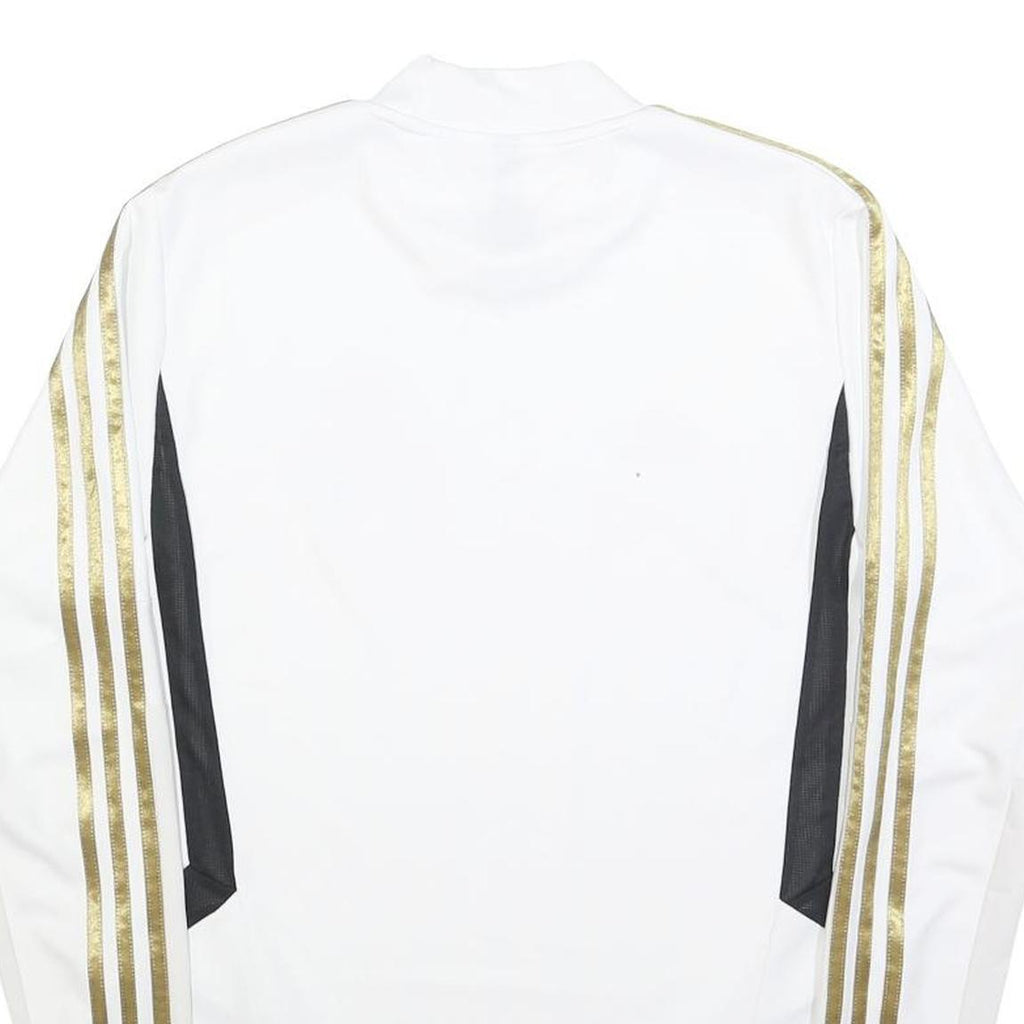 ADIDAS Mens White & Gold Football Shirt S Long Sleeve Crew Neck Real Madrid