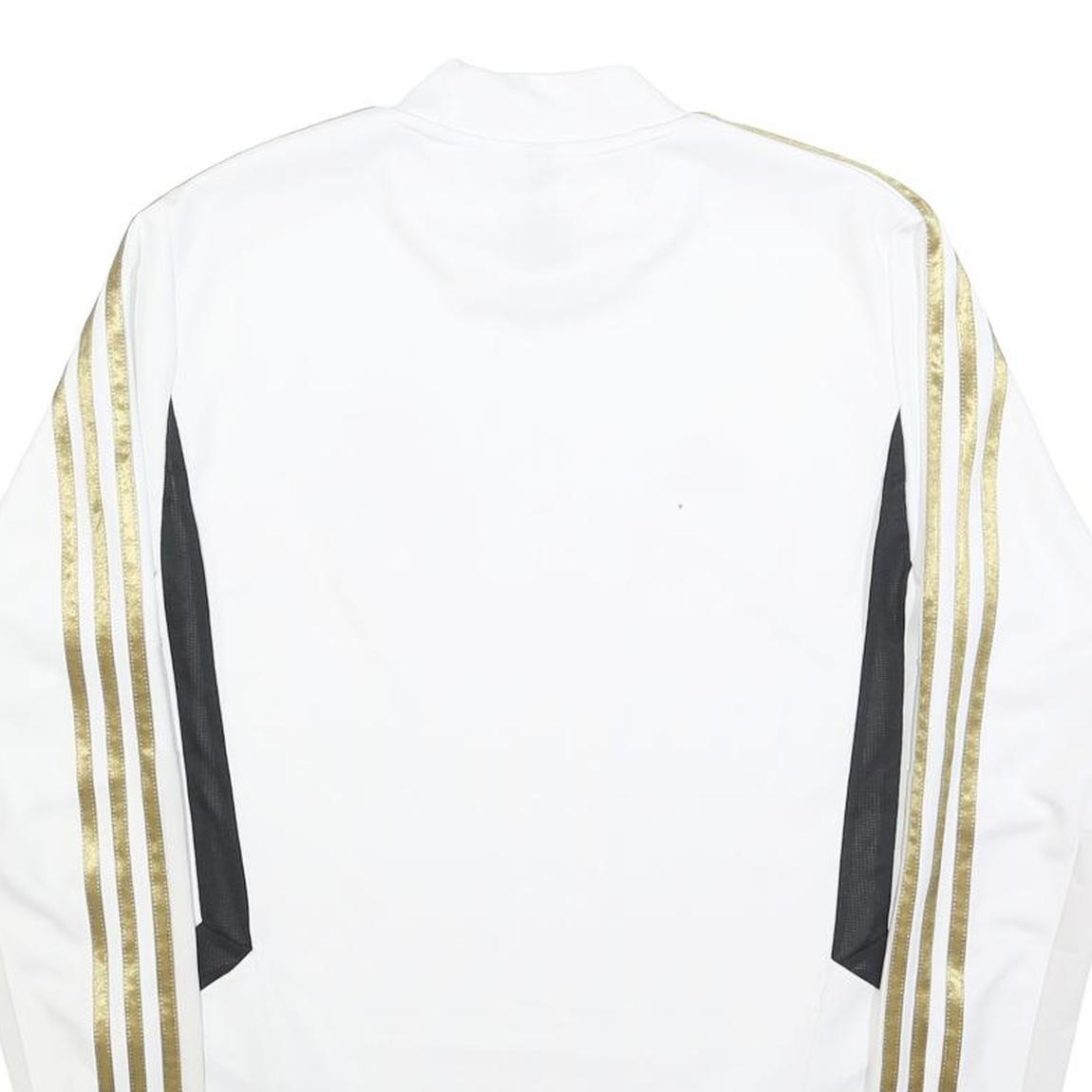 ADIDAS Mens White & Gold Football Shirt S Long Sleeve Crew Neck Real Madrid