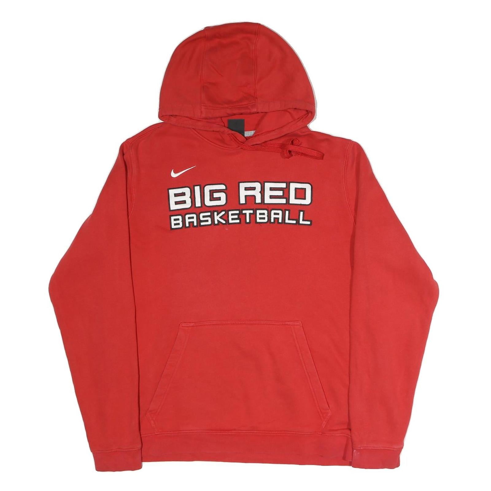 NIKE Mens Red Big Red Basketball Pullover Hoodie L Cotton Blend Sportswear