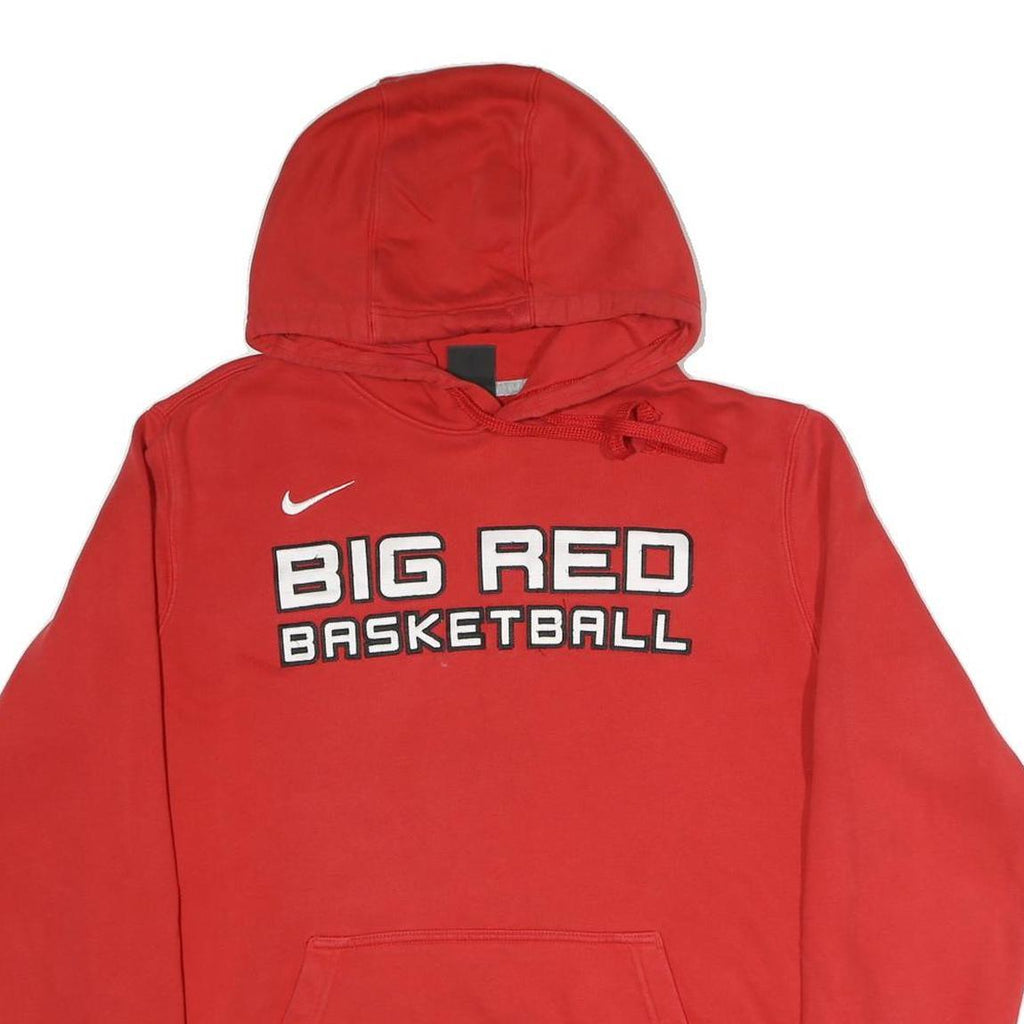NIKE Mens Red Big Red Basketball Pullover Hoodie L Cotton Blend Sportswear