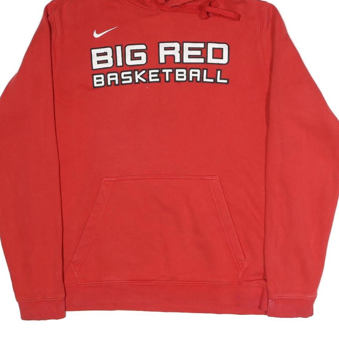 NIKE Mens Red Big Red Basketball Pullover Hoodie L Cotton Blend Sportswear