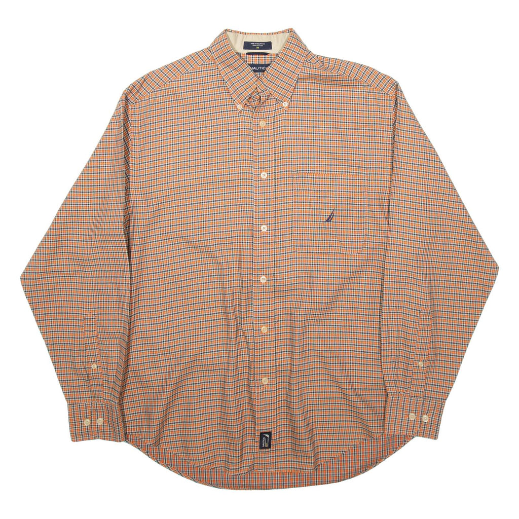 NAUTICA Mens Shirt Orange Check Long Sleeve M
