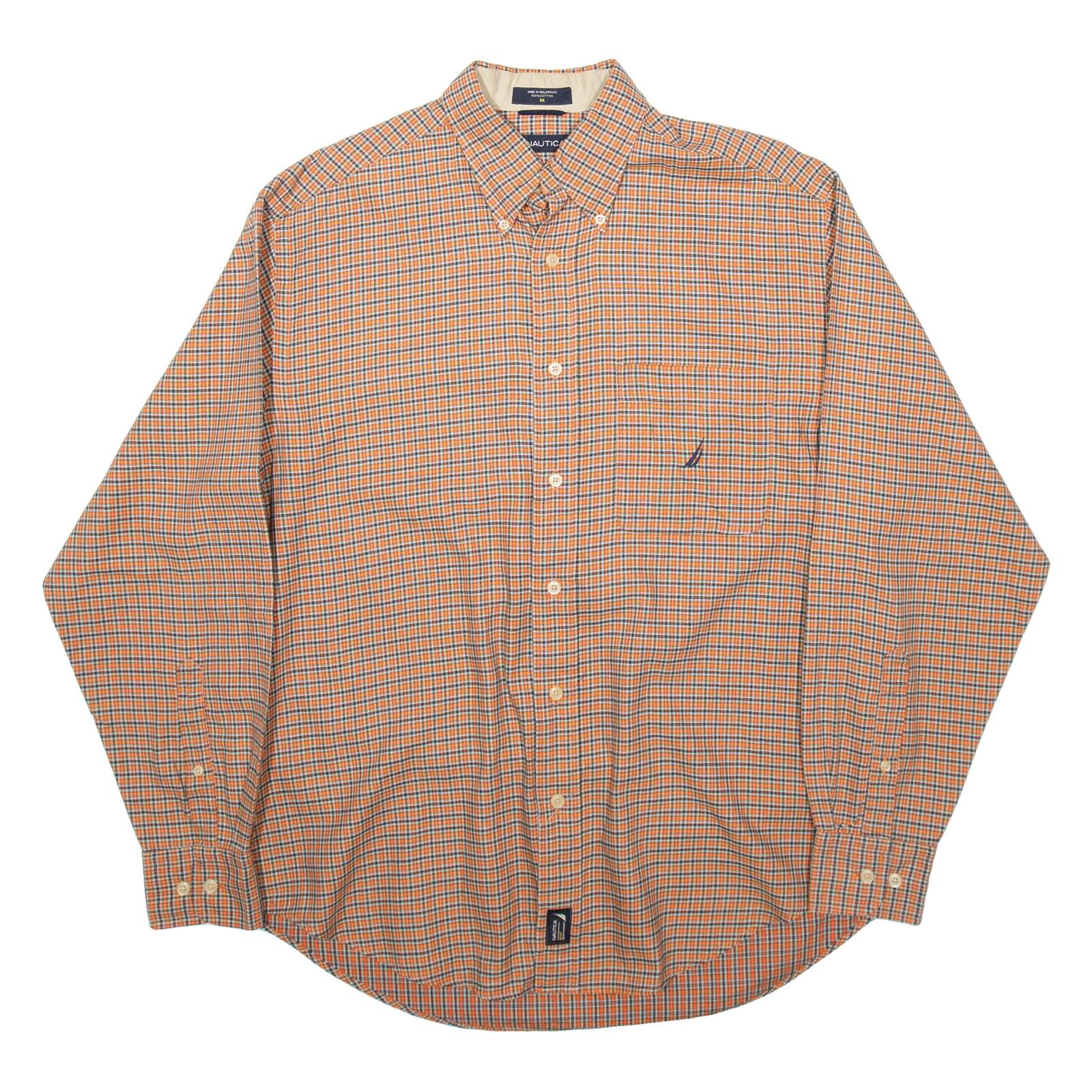 NAUTICA Mens Shirt Orange Check Long Sleeve M