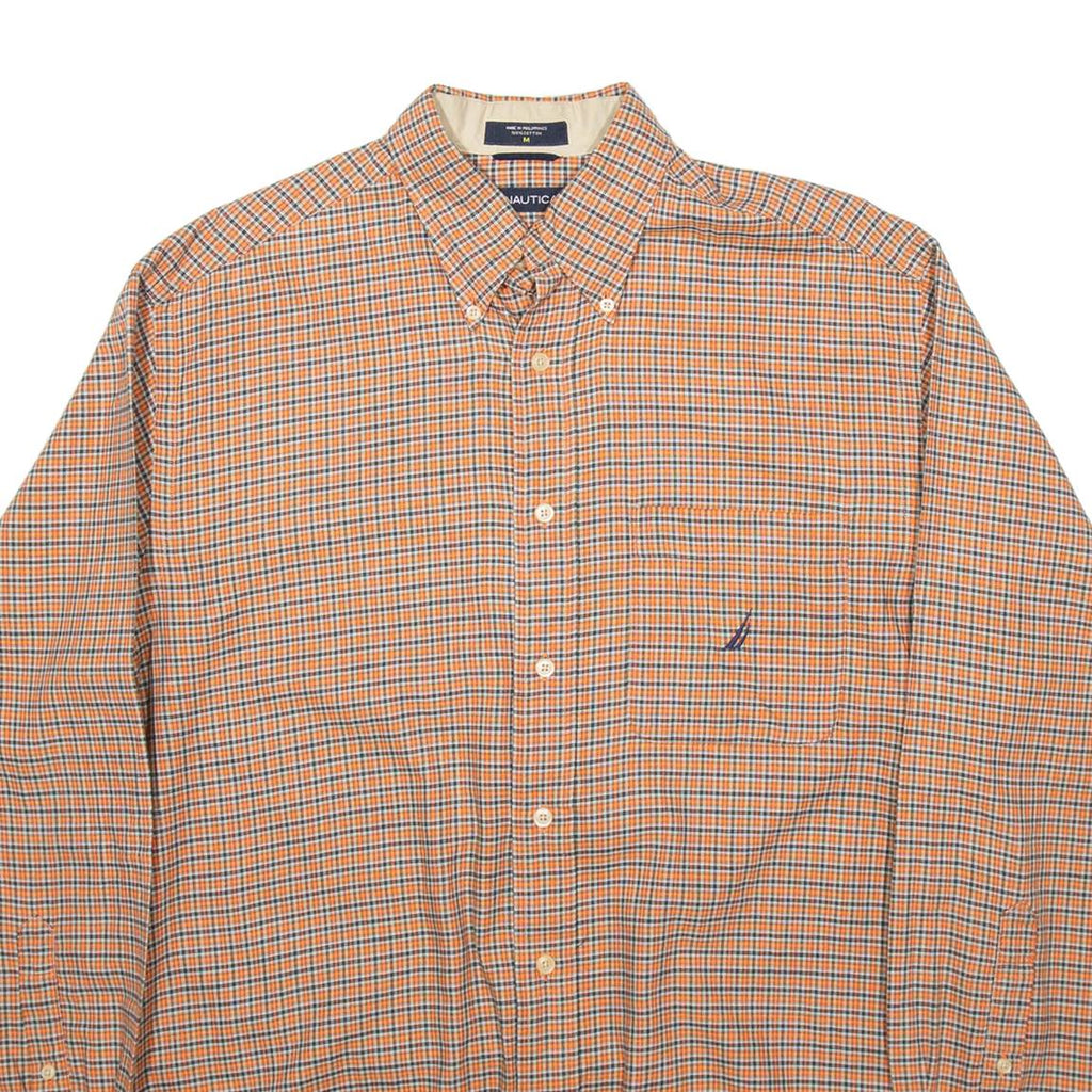 NAUTICA Mens Shirt Orange Check Long Sleeve M