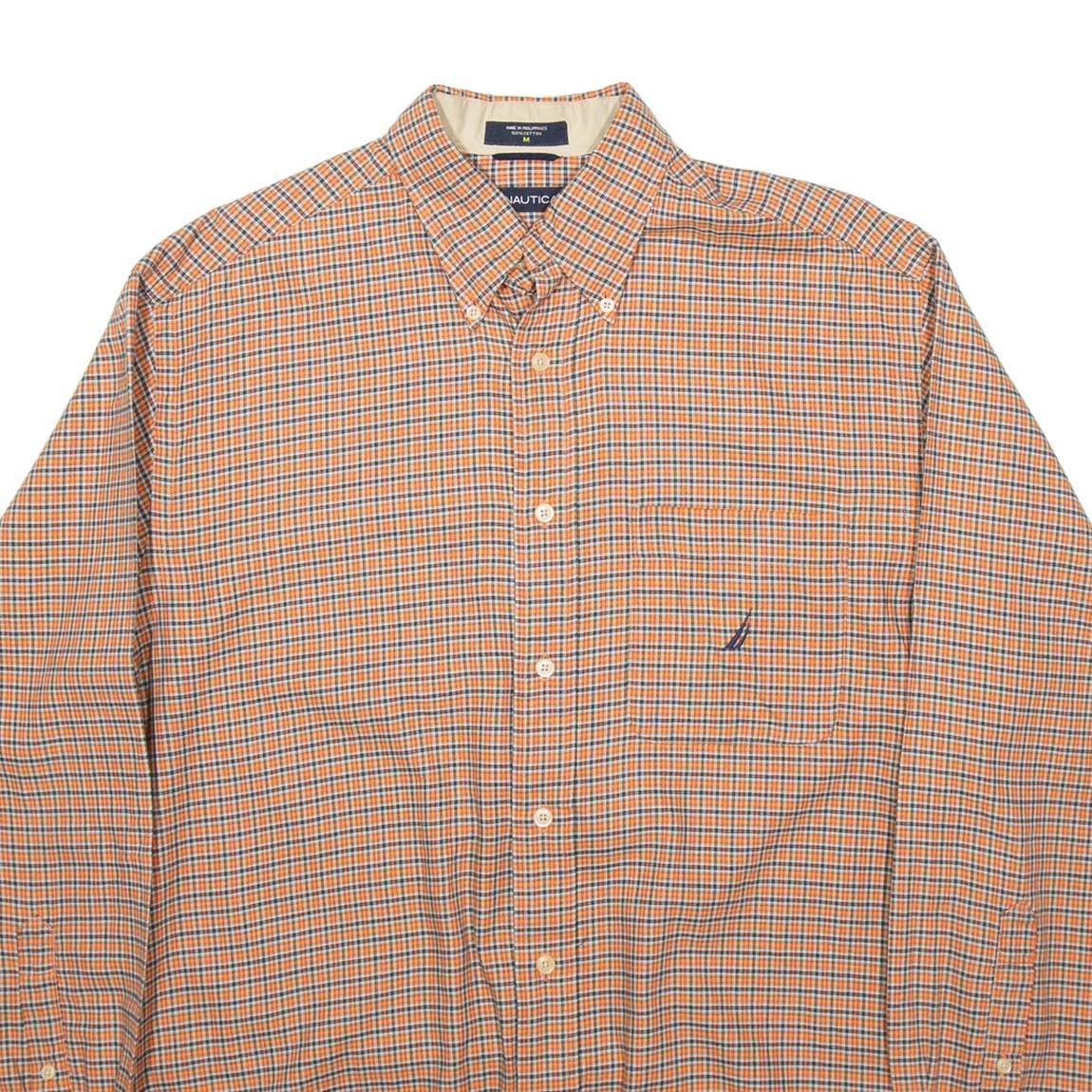 NAUTICA Mens Shirt Orange Check Long Sleeve M