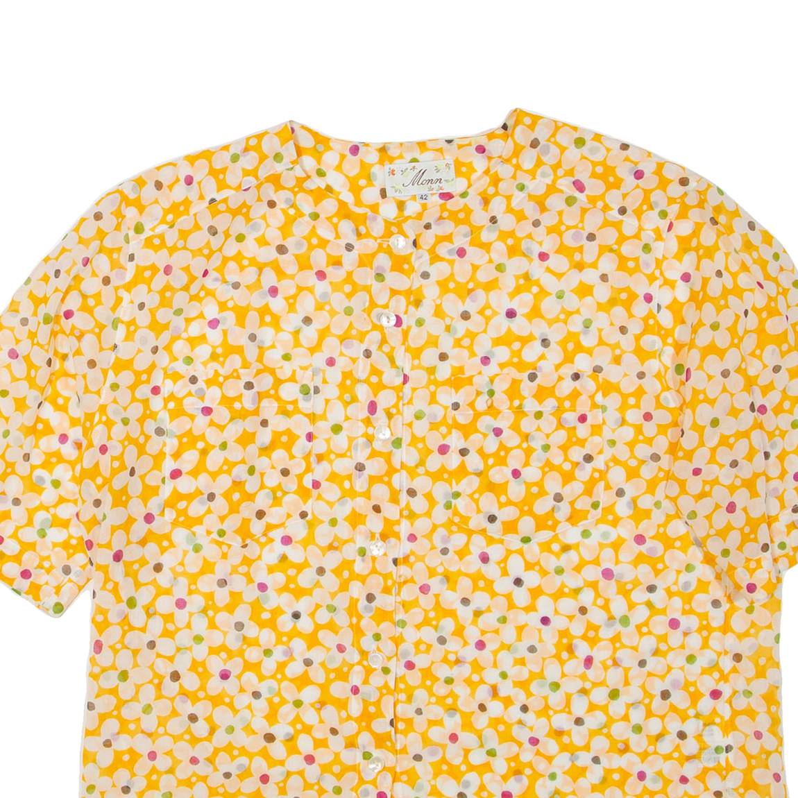 MONN Womens Printed Top Yellow Floral L