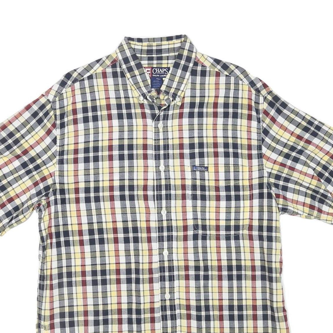 CHAPS RALPH LAUREN Mens Yellow Black Red Check Shirt XL Button-Down Casual