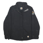 CARHARTT Womens Black Nylon Outdoor Jacket M Badge Patch Zip Stand-Up Collar