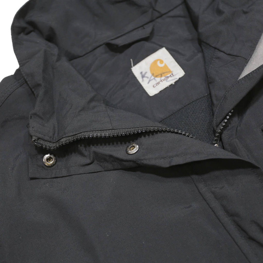 CARHARTT Womens Black Nylon Outdoor Jacket M Badge Patch Zip Stand-Up Collar