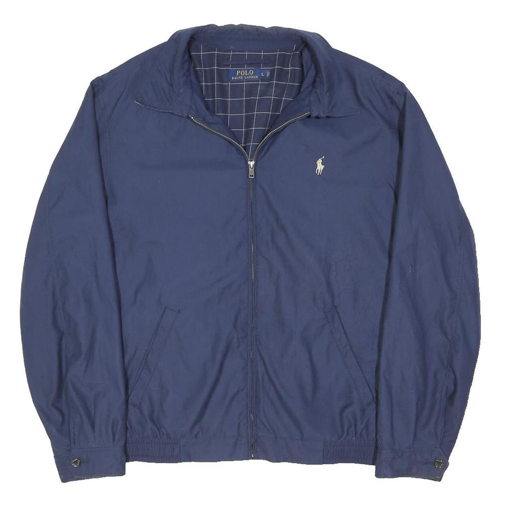POLO RALPH LAUREN Mens Blue L Jacket Polyester Blend Plain Zip Casual