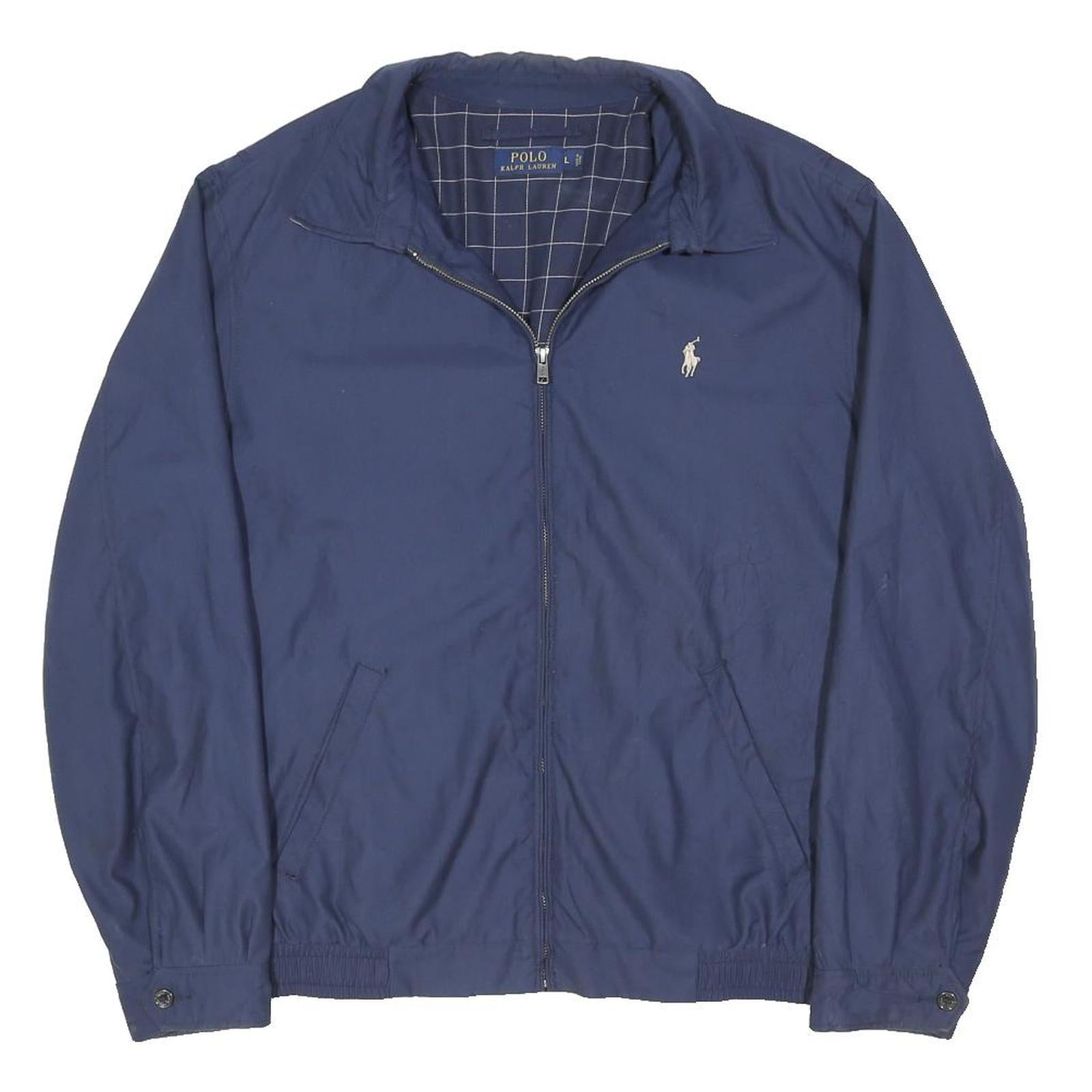 POLO RALPH LAUREN Mens Blue L Jacket Polyester Blend Plain Zip Casual