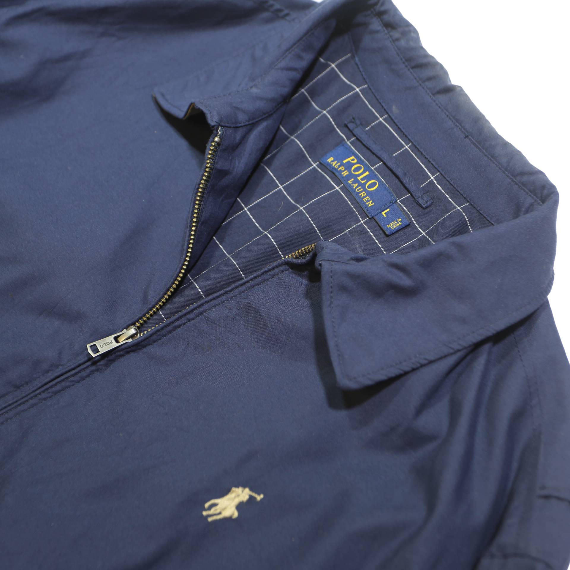 POLO RALPH LAUREN Mens Blue L Jacket Polyester Blend Plain Zip Casual