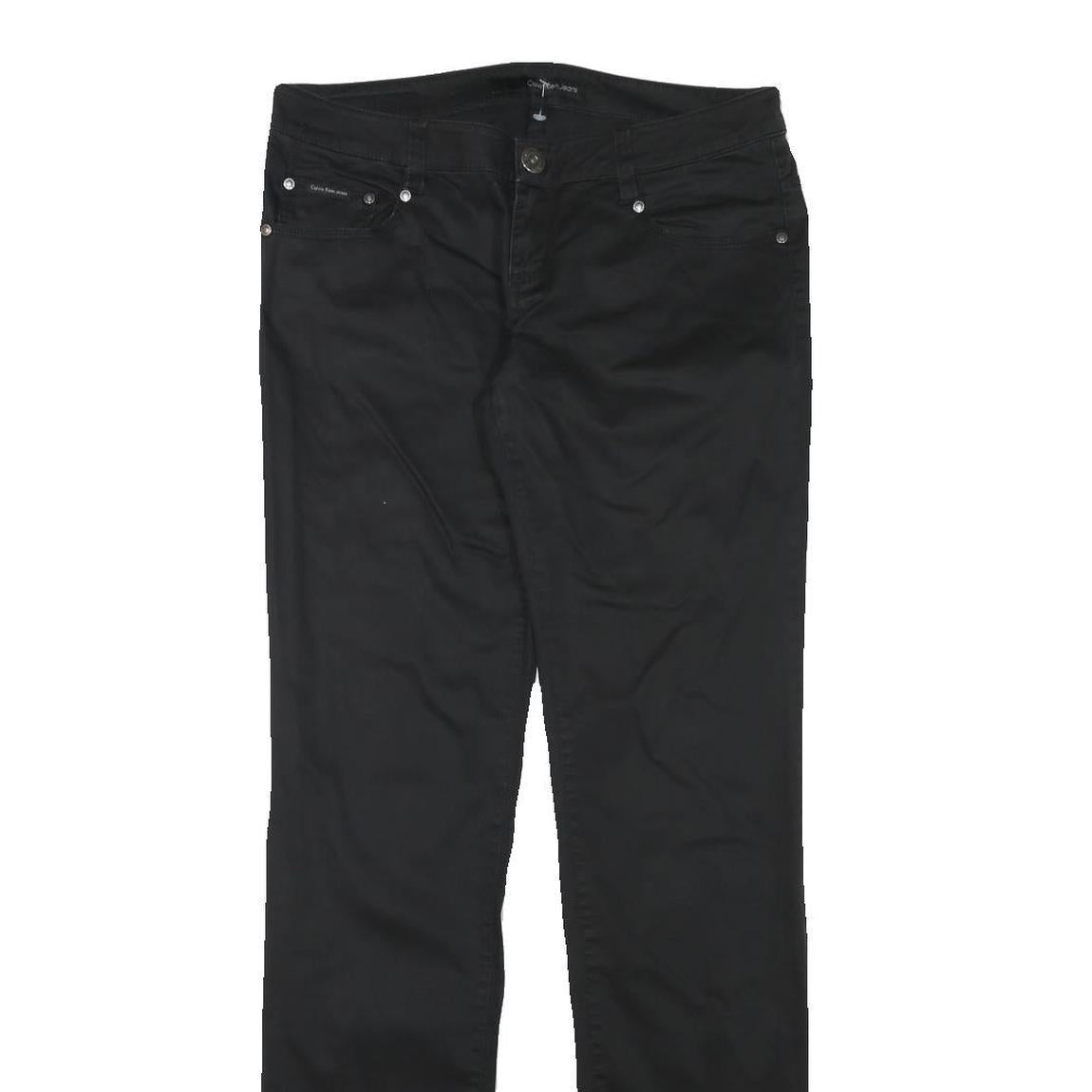 CALVIN KLEIN JEANS Womens Cotton Blend Black Regular Straight Trousers W31 L34
