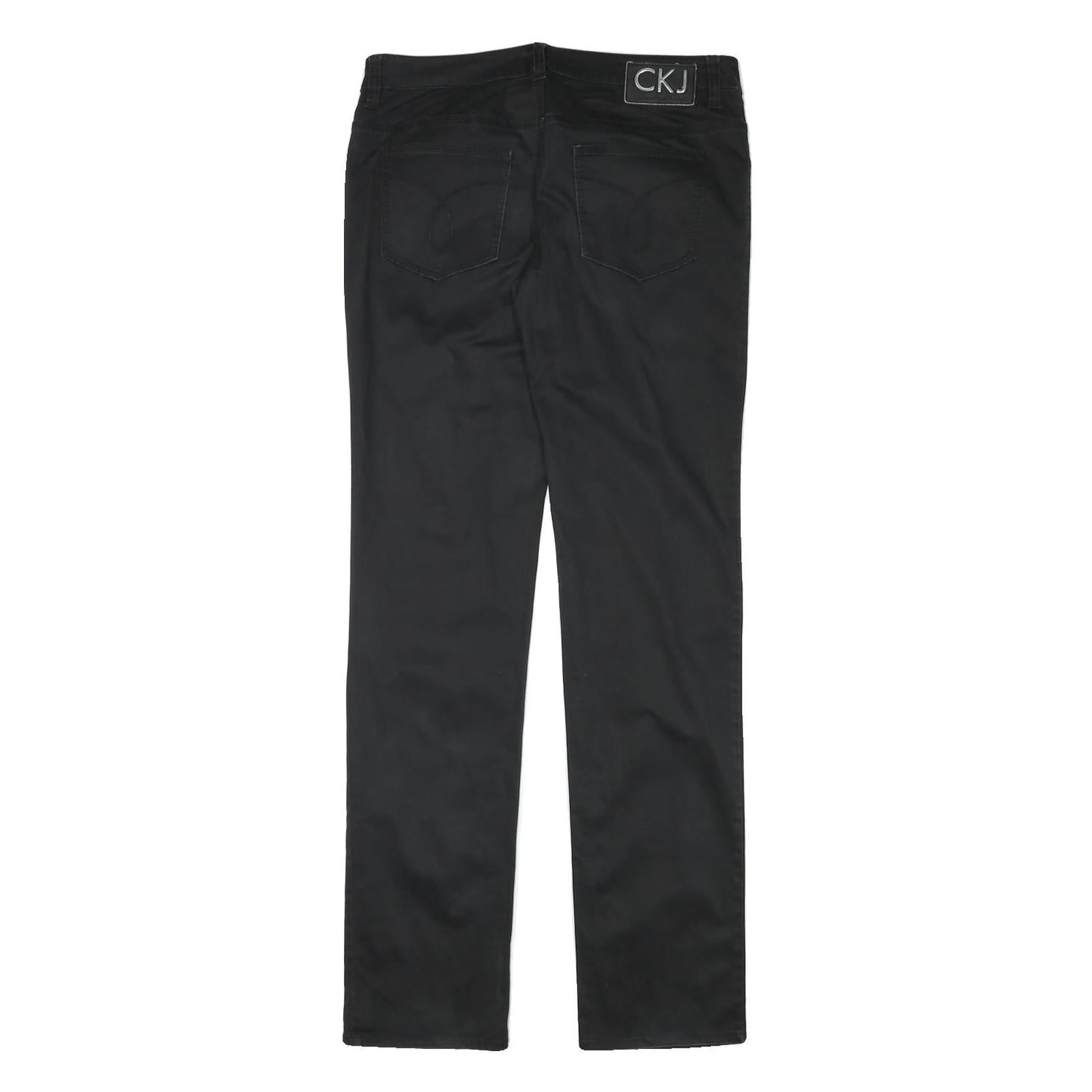 CALVIN KLEIN JEANS Womens Cotton Blend Black Regular Straight Trousers W31 L34