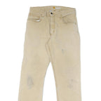 CARHARTT Mens Relaxed Fit Beige Workwear Cotton Blend Trousers W32 L29 Zip