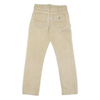CARHARTT Mens Relaxed Fit Beige Workwear Cotton Blend Trousers W32 L29 Zip