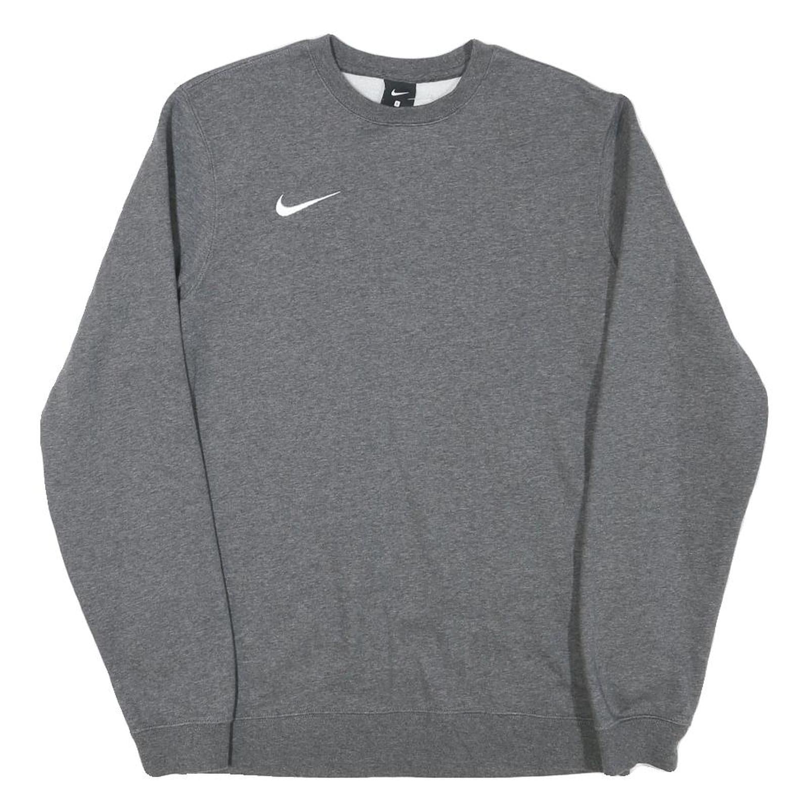 NIKE Mens Grey Crew Neck S Cotton Blend Sweatshirt Sports Casual Pullover