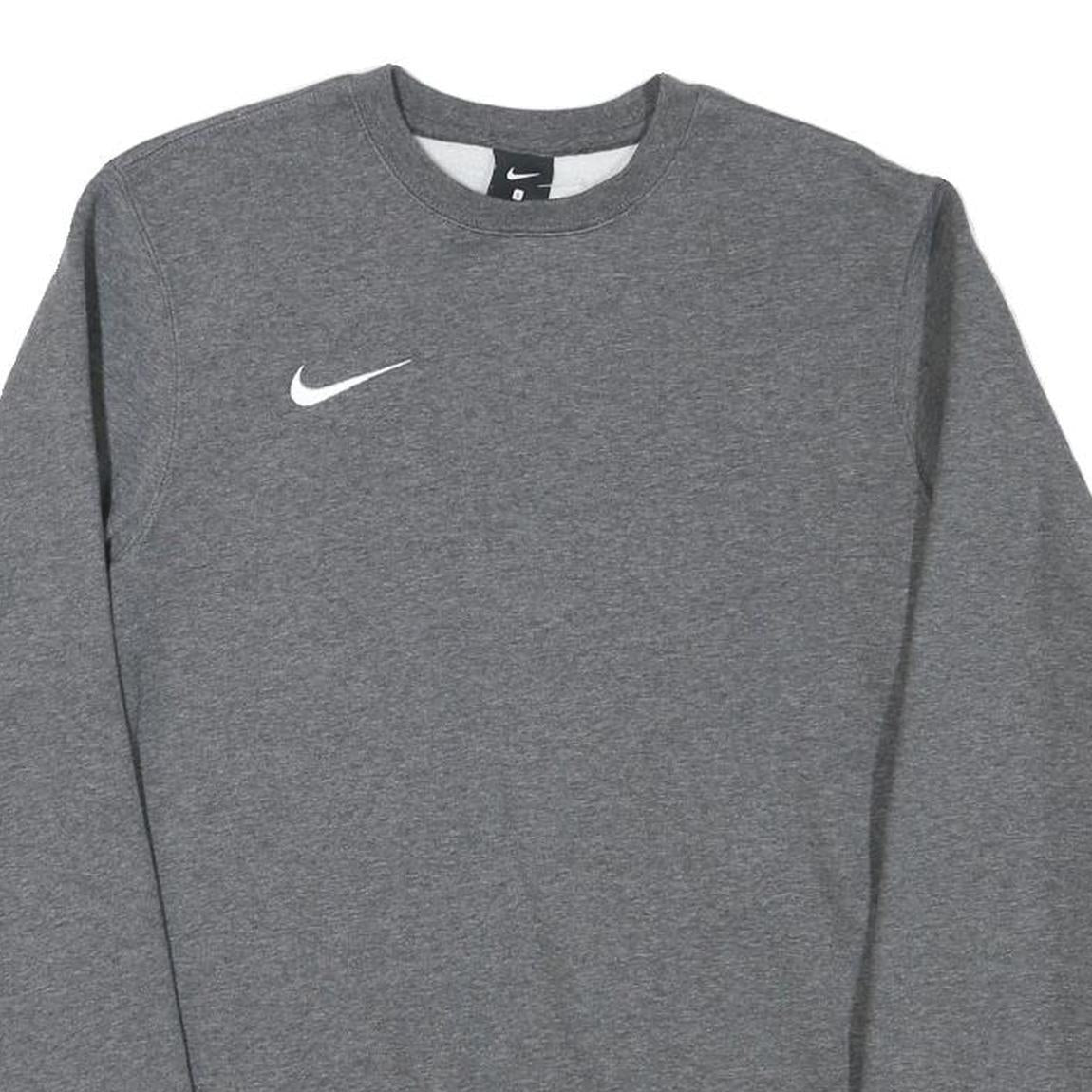 NIKE Mens Grey Crew Neck S Cotton Blend Sweatshirt Sports Casual Pullover