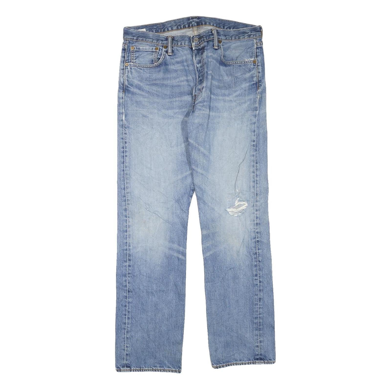 LEVI'S 501 Mens Jeans Blue Regular Straight Denim Medium W34 L32 Classic Button