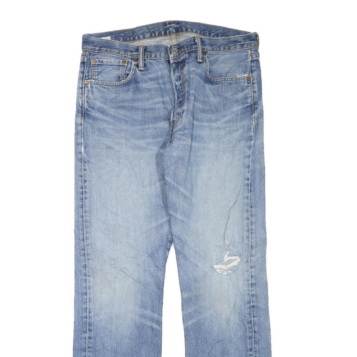 LEVI'S 501 Mens Jeans Blue Regular Straight Denim Medium W34 L32 Classic Button