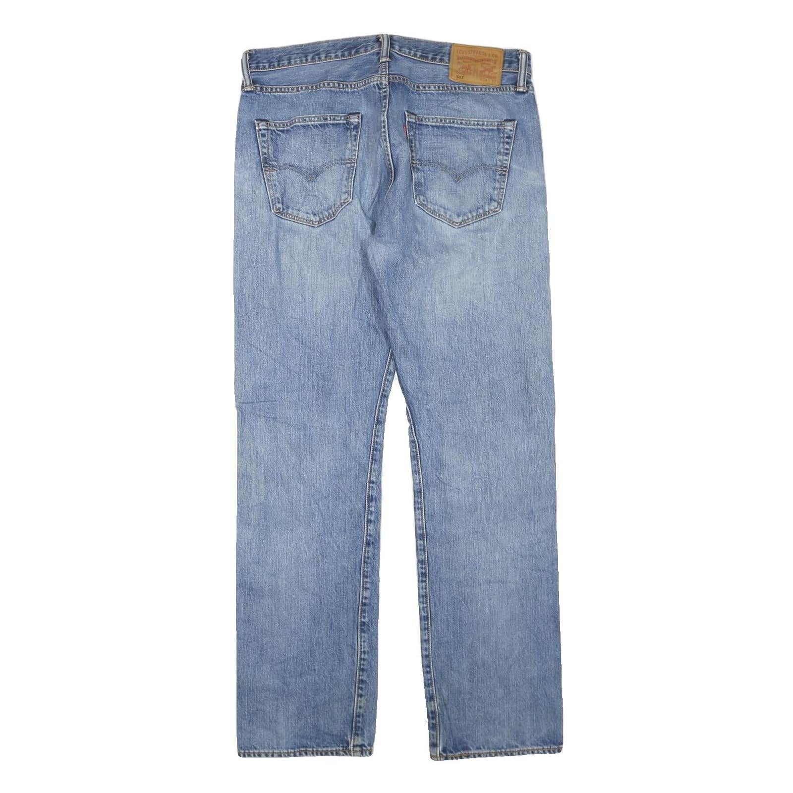 LEVI'S 501 Mens Jeans Blue Regular Straight Denim Medium W34 L32 Classic Button