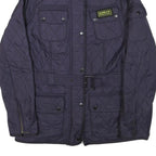 BARBOUR INTERNATIONAL Womens Navy Blue Quilted Belted Jacket UK 10 Polyester