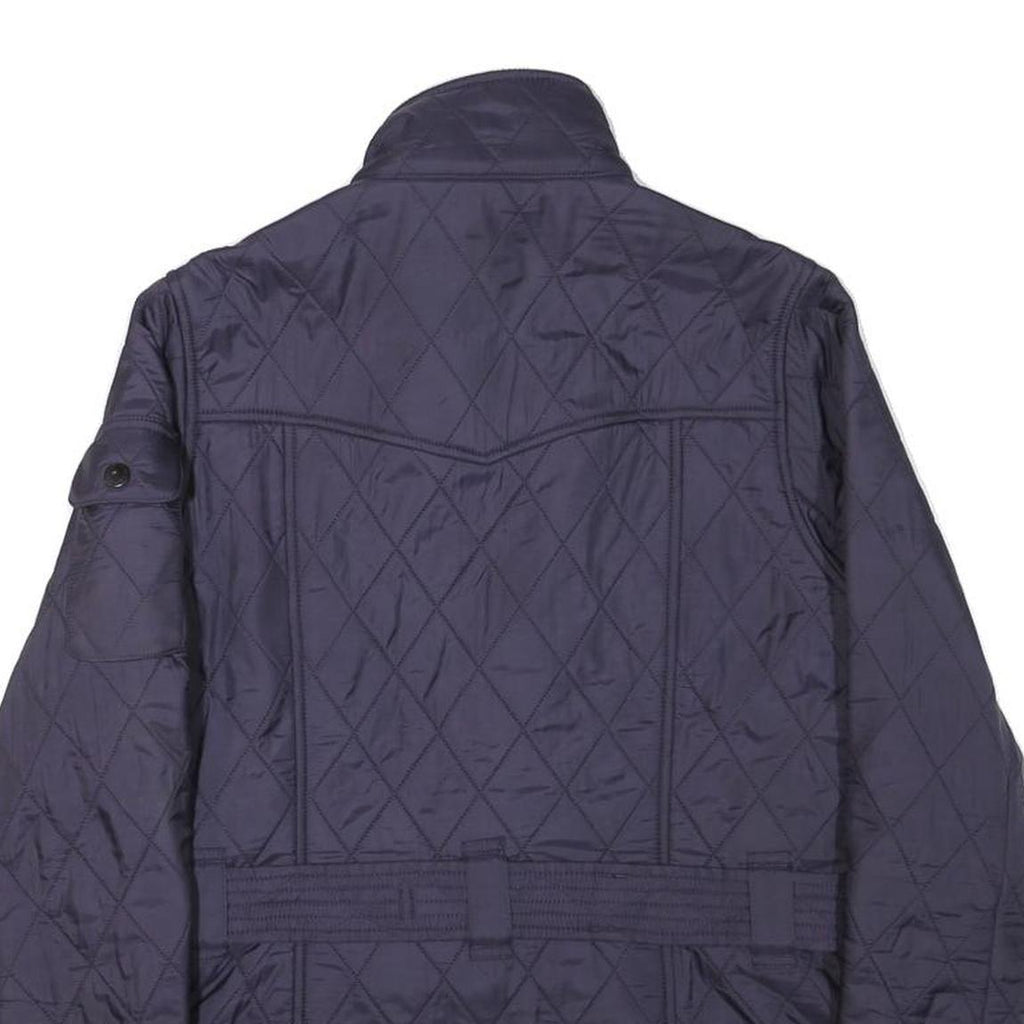 BARBOUR INTERNATIONAL Womens Navy Blue Quilted Belted Jacket UK 10 Polyester