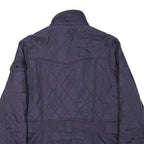 BARBOUR INTERNATIONAL Womens Navy Blue Quilted Belted Jacket UK 10 Polyester