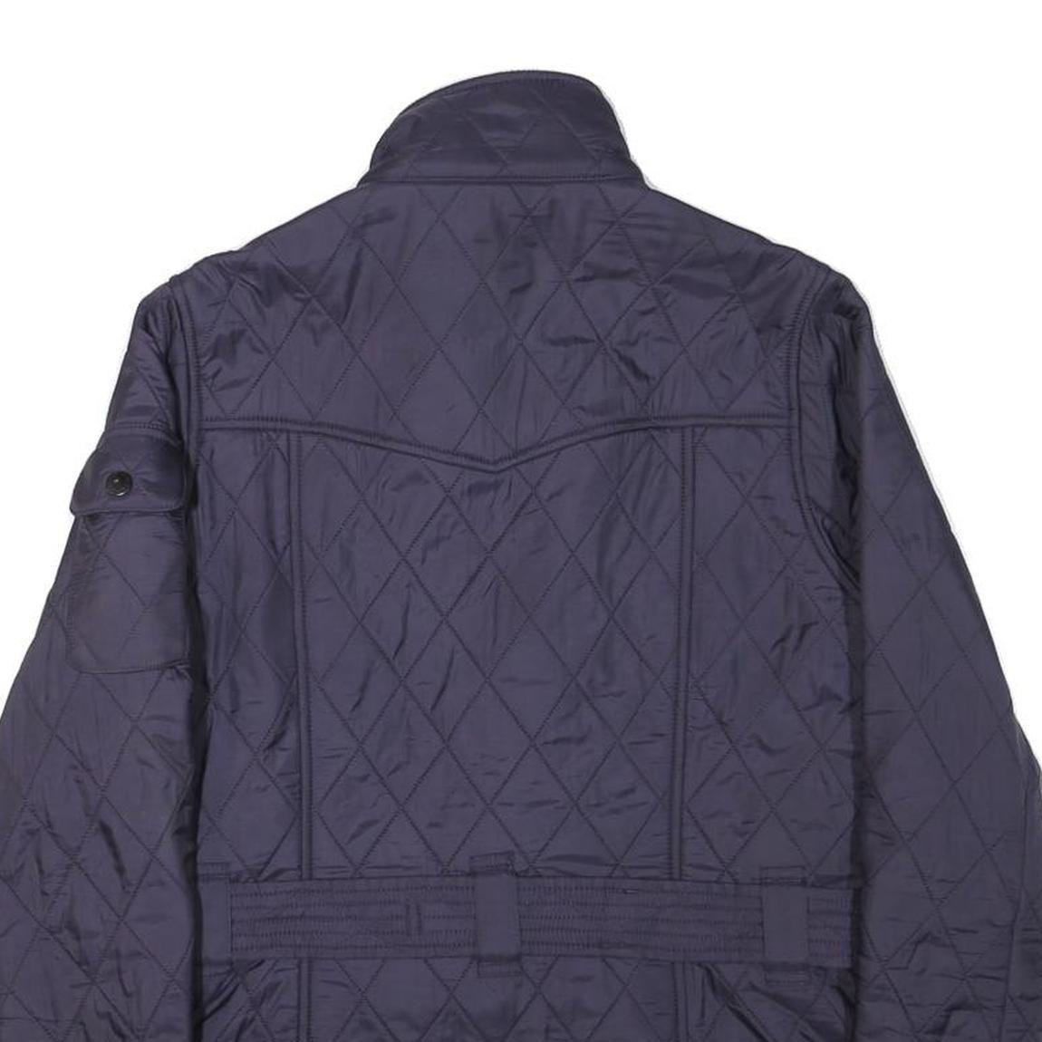 BARBOUR INTERNATIONAL Womens Navy Blue Quilted Belted Jacket UK 10 Polyester