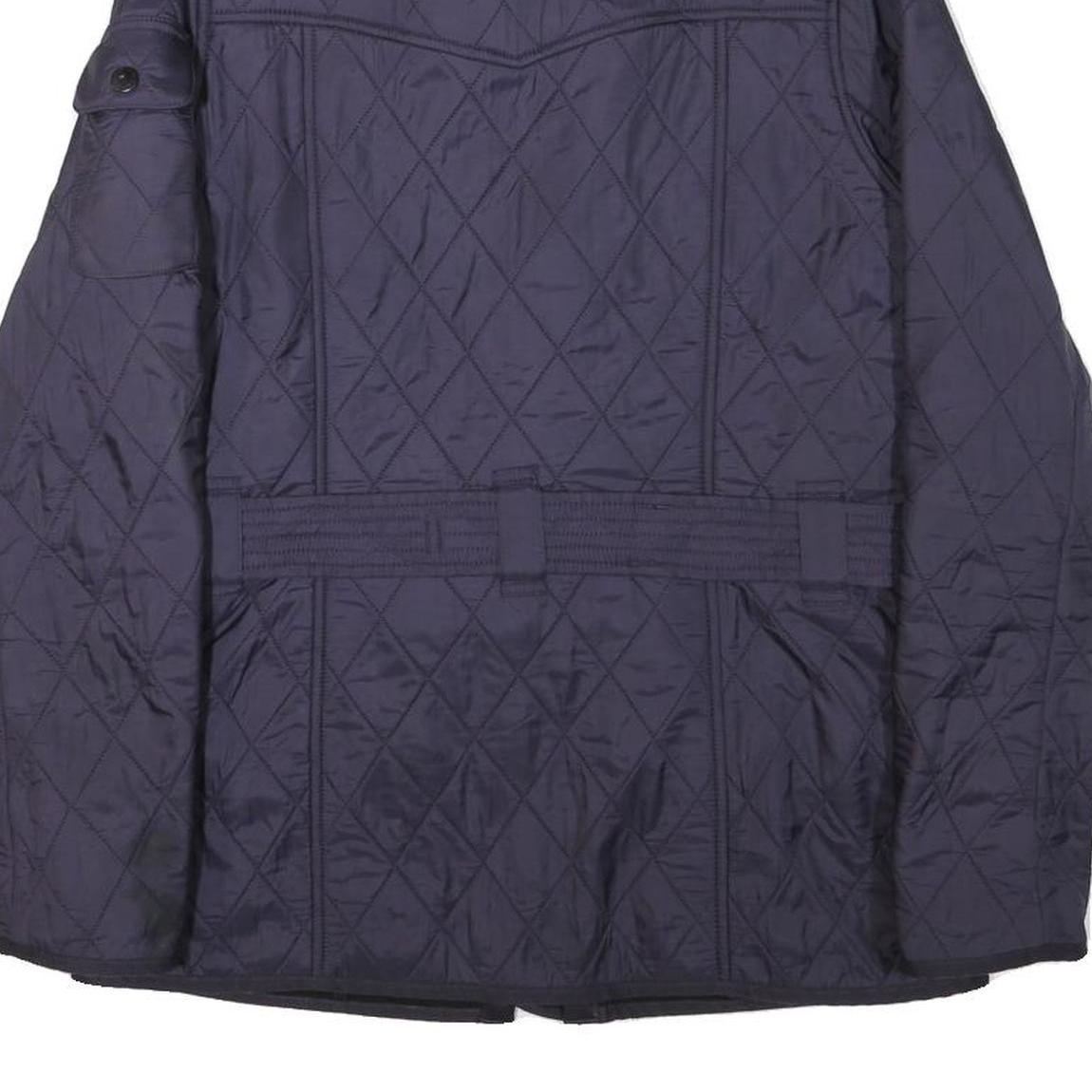 BARBOUR INTERNATIONAL Womens Navy Blue Quilted Belted Jacket UK 10 Polyester