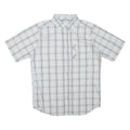 COLUMBIA Mens White & Grey Checked Short Sleeve Shirt M Casual Cotton Blend