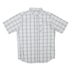 COLUMBIA Mens White & Grey Checked Short Sleeve Shirt M Casual Cotton Blend