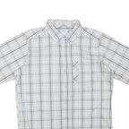 COLUMBIA Mens White & Grey Checked Short Sleeve Shirt M Casual Cotton Blend