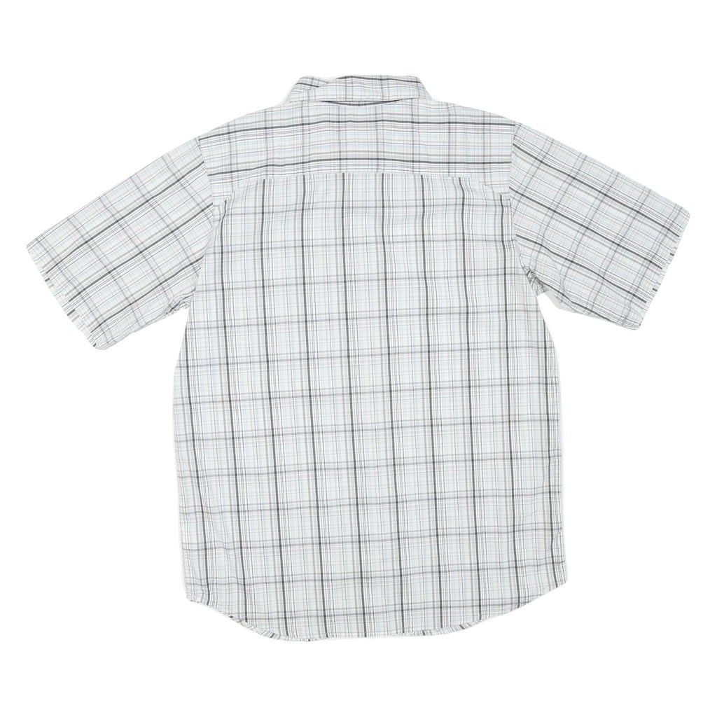 COLUMBIA Mens White & Grey Checked Short Sleeve Shirt M Casual Cotton Blend
