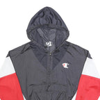 CHAMPION Womens Black & Red Hooded Zip Jacket M Polyester Colourblock Sportswear