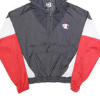 CHAMPION Womens Black & Red Hooded Zip Jacket M Polyester Colourblock Sportswear