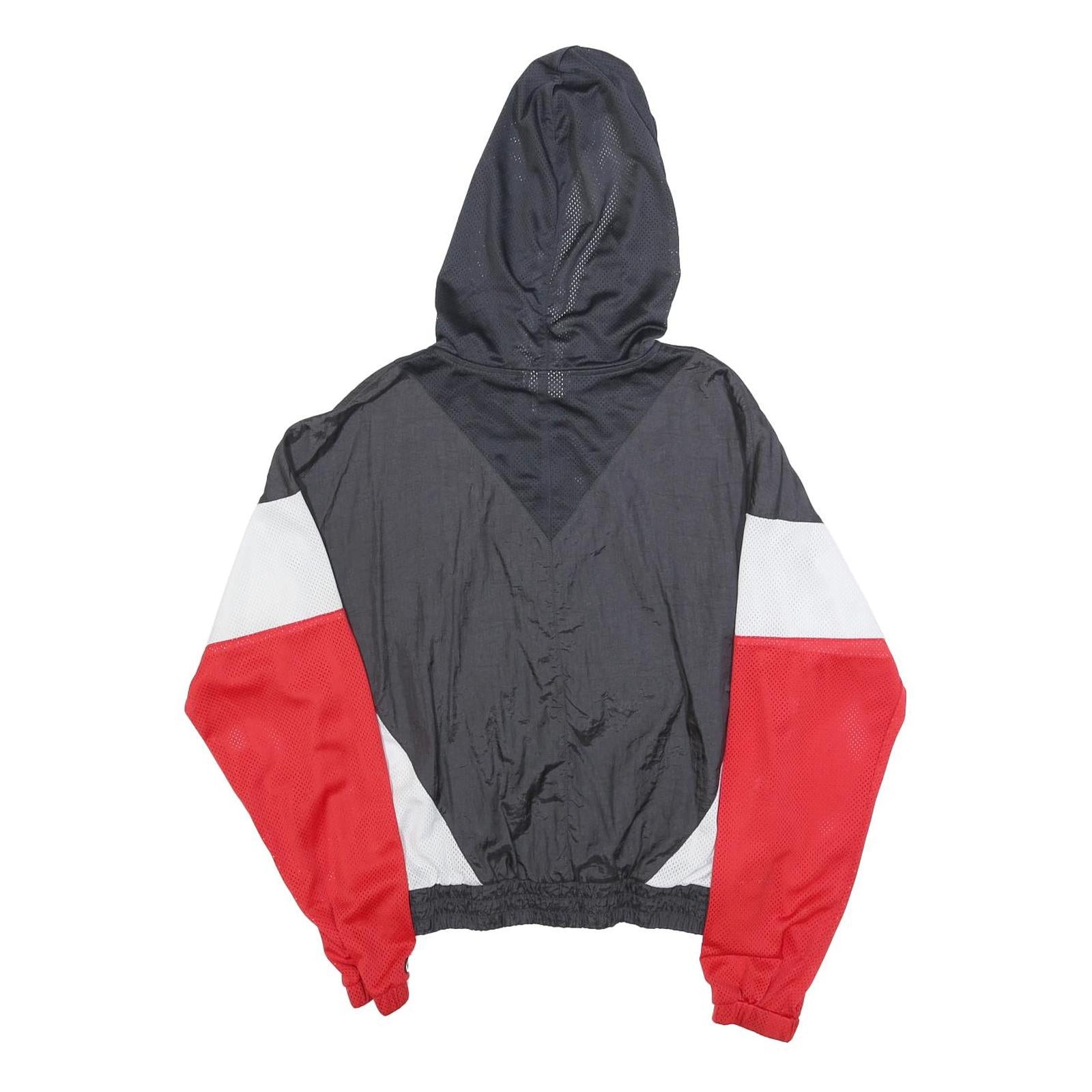 CHAMPION Womens Black & Red Hooded Zip Jacket M Polyester Colourblock Sportswear