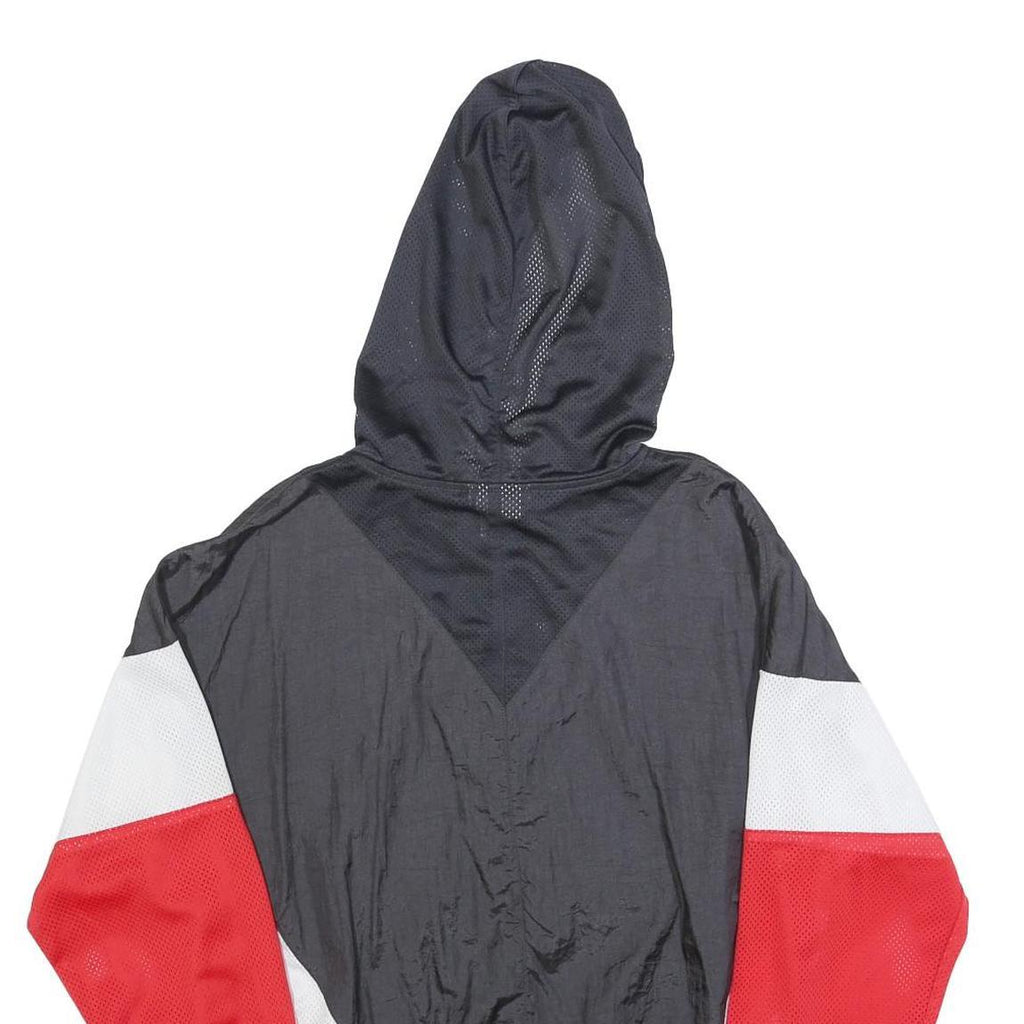 CHAMPION Womens Black & Red Hooded Zip Jacket M Polyester Colourblock Sportswear