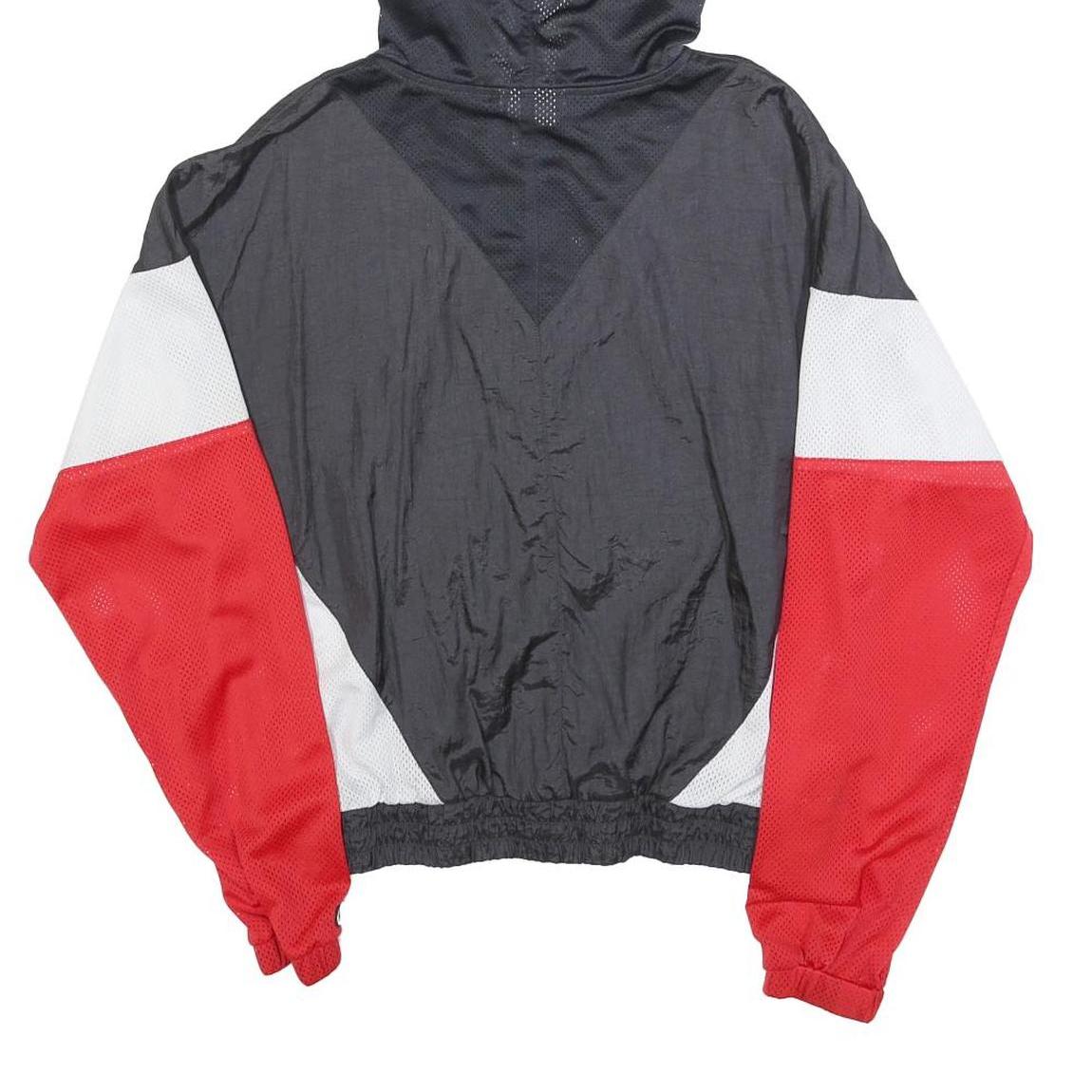 CHAMPION Womens Black & Red Hooded Zip Jacket M Polyester Colourblock Sportswear