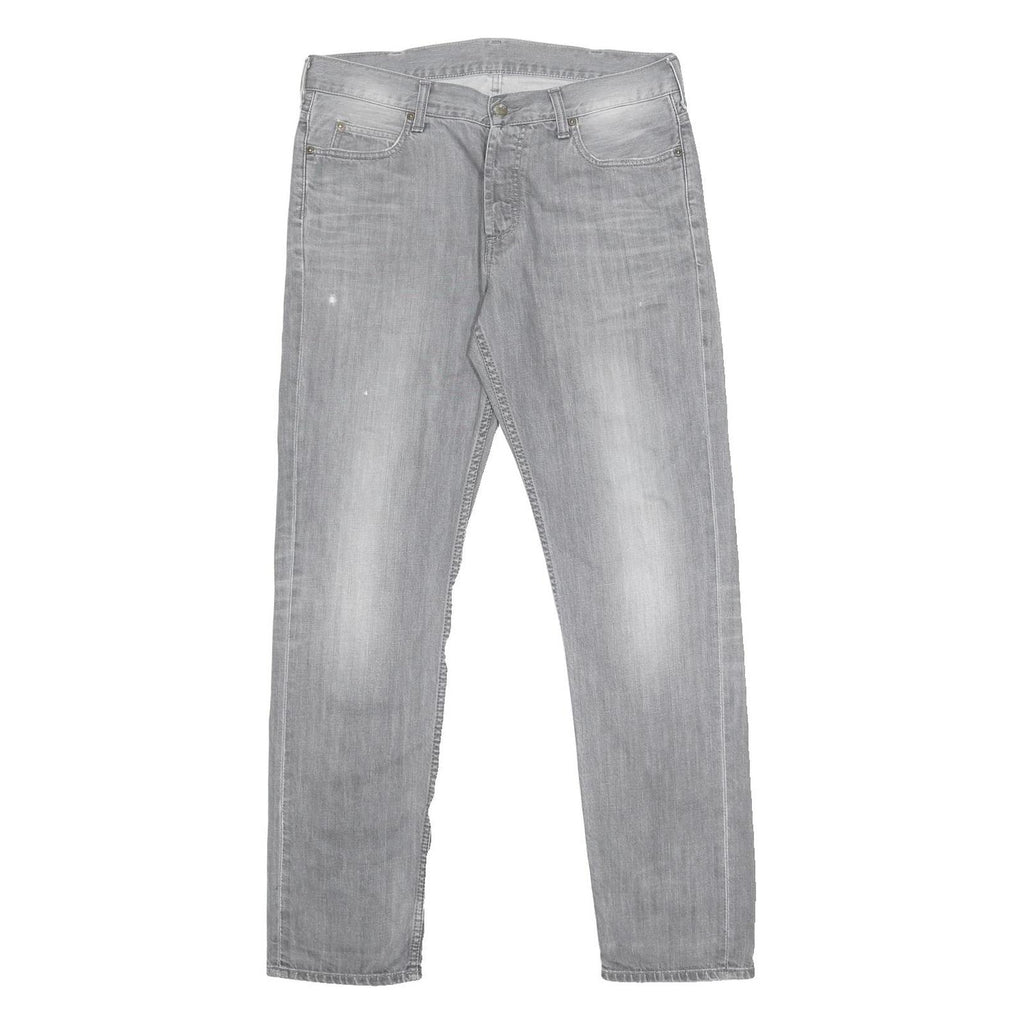 CARHARTT Mens Jeans Grey Regular Straight Denim Light W32 L32 Button Closure