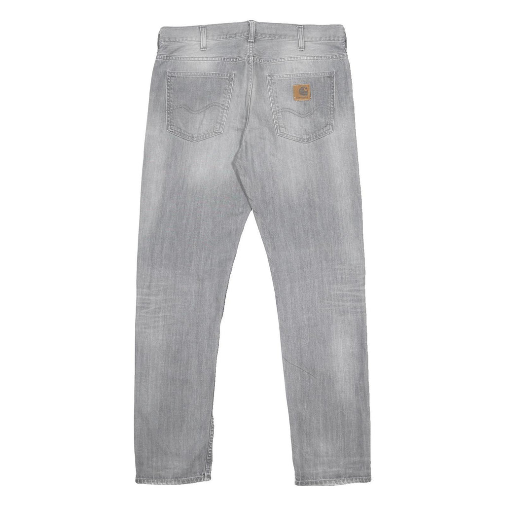 CARHARTT Mens Jeans Grey Regular Straight Denim Light W32 L32 Button Closure