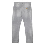 CARHARTT Mens Jeans Grey Regular Straight Denim Light W32 L32 Button Closure
