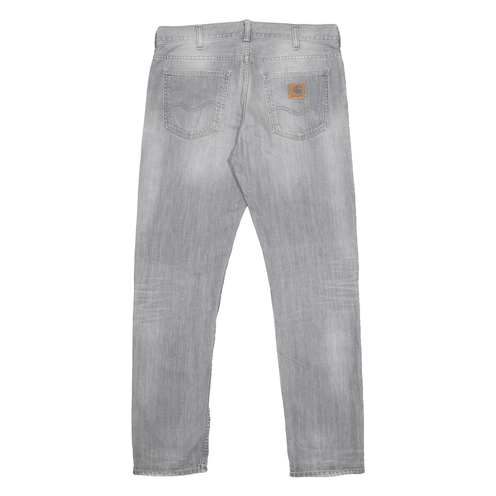 CARHARTT Mens Jeans Grey Regular Straight Denim Light W32 L32 Button Closure