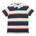 NAUTICA Mens Navy Blue & Orange Striped Short Sleeve Polo Shirt M Casual Cotton