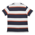 NAUTICA Mens Navy Blue & Orange Striped Short Sleeve Polo Shirt M Casual Cotton